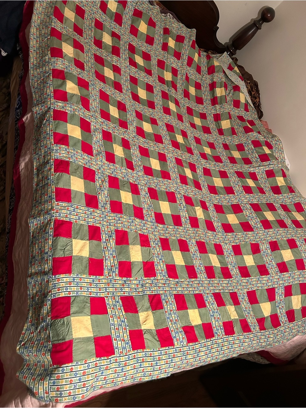 new handmade patchwork quilt top, 76”x64”
